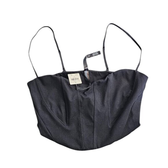 Anthropologie Knit Corset Crop Top, Stretch, Sleeveless, Black, Size Medium, NWT - Picture 2 of 7